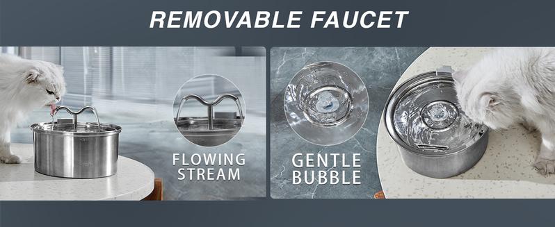 3.2L D03 Stainless Steel Cat Water Fountain – BPA-Free, Filtered, Ultra-Quiet Dispenser for Cats & Dogs| Wired plug-in model