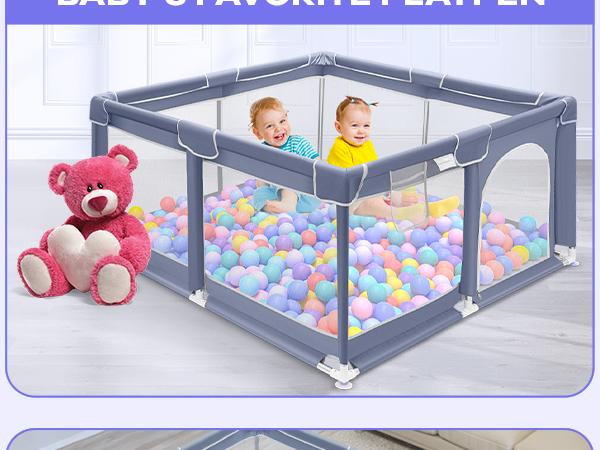 Baby Playpen, Indoor and Outdoor Playard, Play Pens for Kid Activity Center, Sturdy Safety Baby Fence with Breathable Mesh for Toddler playpen