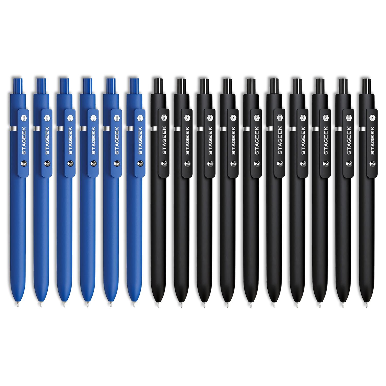 STAGEEK Red Gel Pens, 12Pcs Quick Dry Red Ink Pens with 3 Extra Refills, Fine Point Retractable Smooth Writing Pens for Journaling, Note Taking, School Supplies, Nurse Aesthetic, Office(Red &Black & Blue)