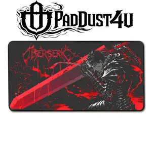 PadDust4U Anime Mouse Pad Guts Berserk Dark Red 40x20 Inches Non-Slip Base Premium Desk Mat for Productivity Gaming Smooth Surface Durable Dragon