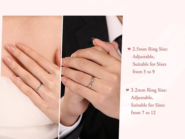 MEISSA Eternal Embrace Couples' Rings S925 Sterling Silver Mens Womens Matching Wedding Band Size Adjustable Personalized Gift Engrave Promise Ring Minimalist Perfect Gift Women Couple Ring for Women Handmade Engagement Christmas Gifts Gift for Her Women