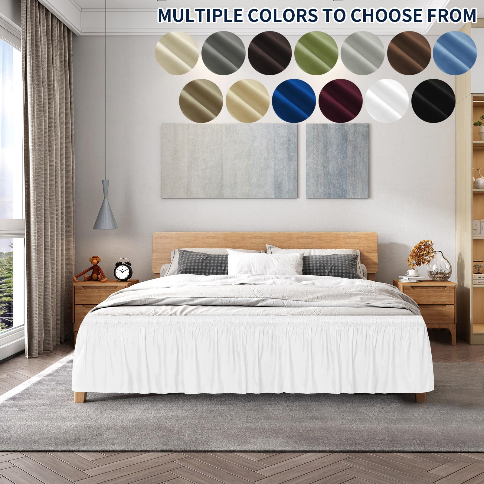 Easy-Going Ruffled Bed Skirt, 14/18/22 Inch Tailored Drop Soft Washable Bed Skirt for Twin, Queen, King and C-King Size Beds, Fitted with Adjustable Elastic Belt, Without Lift The Mattress, Bedroom, Beddecor