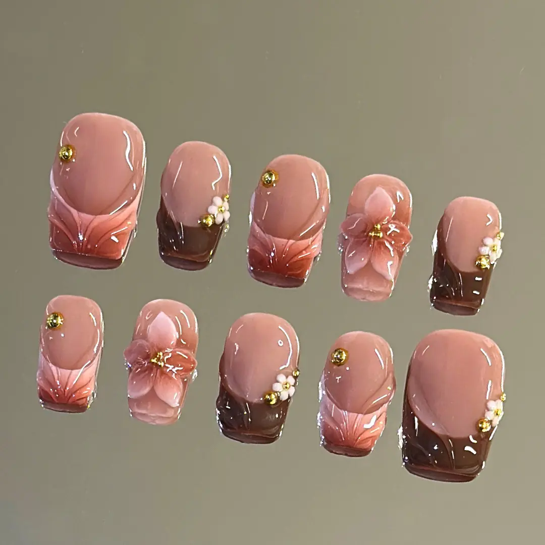 NailVesta SAKURA BLUSH – 100% Handcrafted 3D Press-On Nails | Reusable, Long-Lasting, Salon-Quality Handmade Reusable Nails