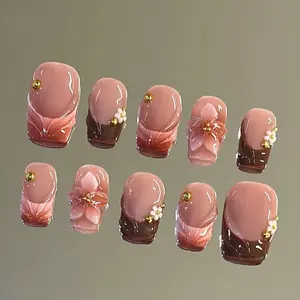 NailVesta SAKURA BLUSH – 100% Handcrafted 3D Press-On Nails | Reusable, Long-Lasting, Salon-Quality