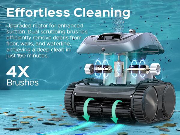 (2026 Upgrade) WYBOT C1 Cordless Robotic Pool Vacuum for Inground Pools, Above Ground Pool Cleaner 4-in-1 Wall & Waterline Cleaning Up to 1,614sq.ft, 150mins Smart Navigation, App Support