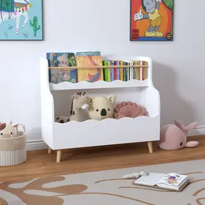 Kids Bookshelf & Toy Organizer - Montessori Style Storage for Playroom