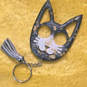 Cat Face Keychain with Tassel and Chain - Unique Design for Pet Lovers