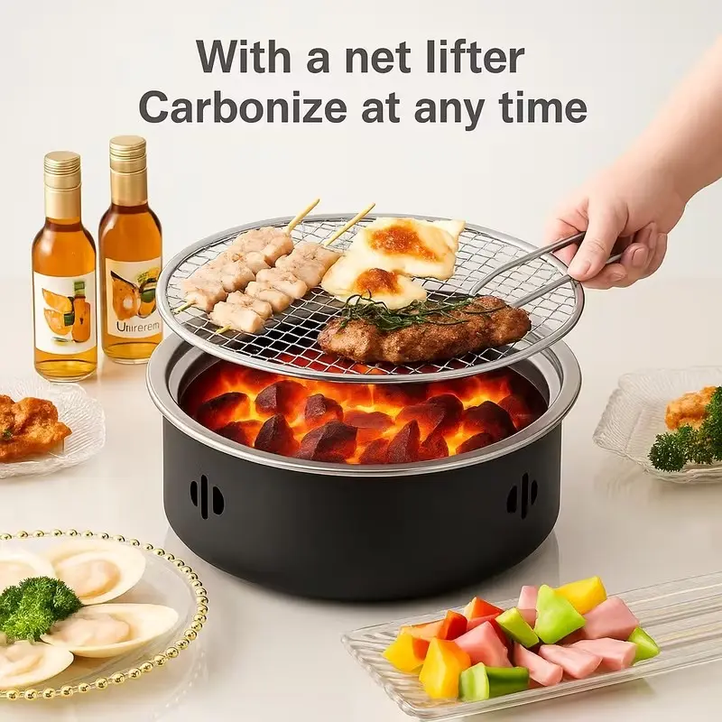Portable Charcoal BBQ Grill, Stainless Steel Barbecue Rack for Camping Indoor Backyard, Outdoor Bbq