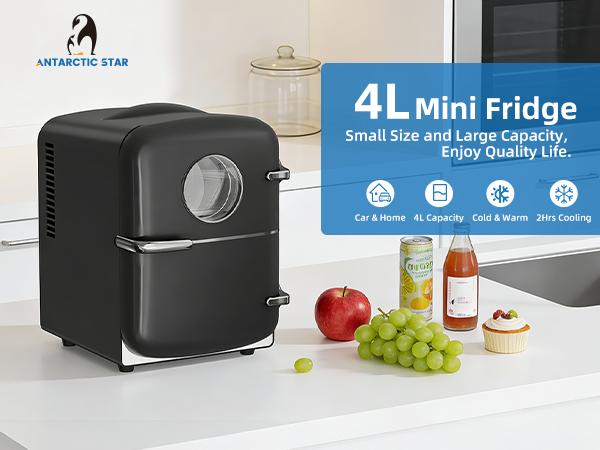 【TikTokShopSpringGlowUp】Antarctic Star 4L Mini Fridge, 12V/120V AC/DC Portable Electric Cooler & Warmer with Thermo-Electric Peltier System, Cool & Heat Function for Car/Home/Office, Black 【TikTokShopSpringGlowUp】Antarctic Star 4L Mini Fridge, 12V/120V AC/DC Portable Electric Cooler & Warmer with Thermo-Electric Peltier System, Cool & Heat Function for Car/Home/Office, Black