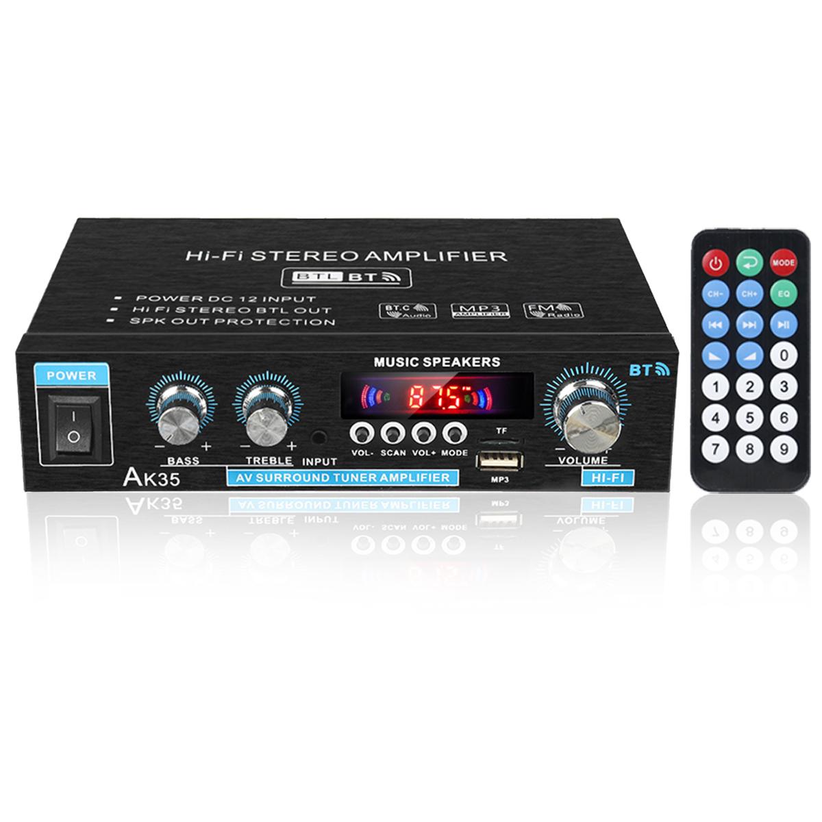 2*30W Digital HIFI Power Amplifier Bluetooth 5.0 USB FM TF Card Stereo Home Car Audio AMP with Remote Control US Plug