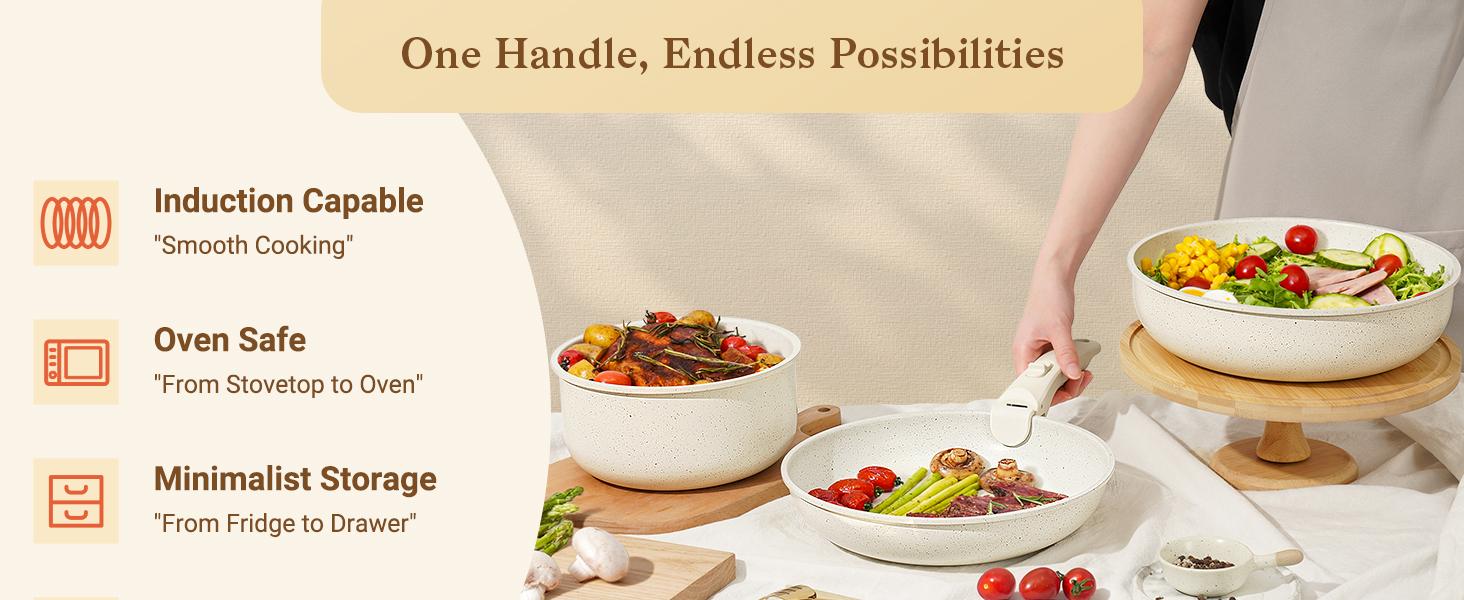 [NEW]SODAY 15pcs Pots and Pans Set Non Stick, Cookware Sets with Detachable Handle, Nonstick RV Kitchen Cooking Set Removable Handles, Oven Safe,Stackable, Frying,Kitchenware,stock up on specials,Valentines Day gifts, gifts