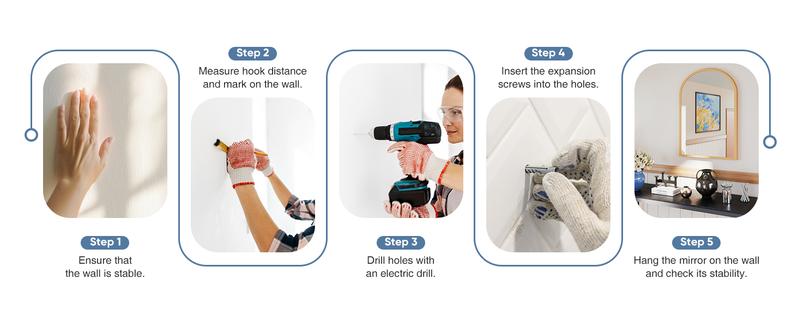 Arched Gold Bathroom Mirror Wall Mounted Vanity Metal Frame Mirror for Bedroom, Entryway, Living Room