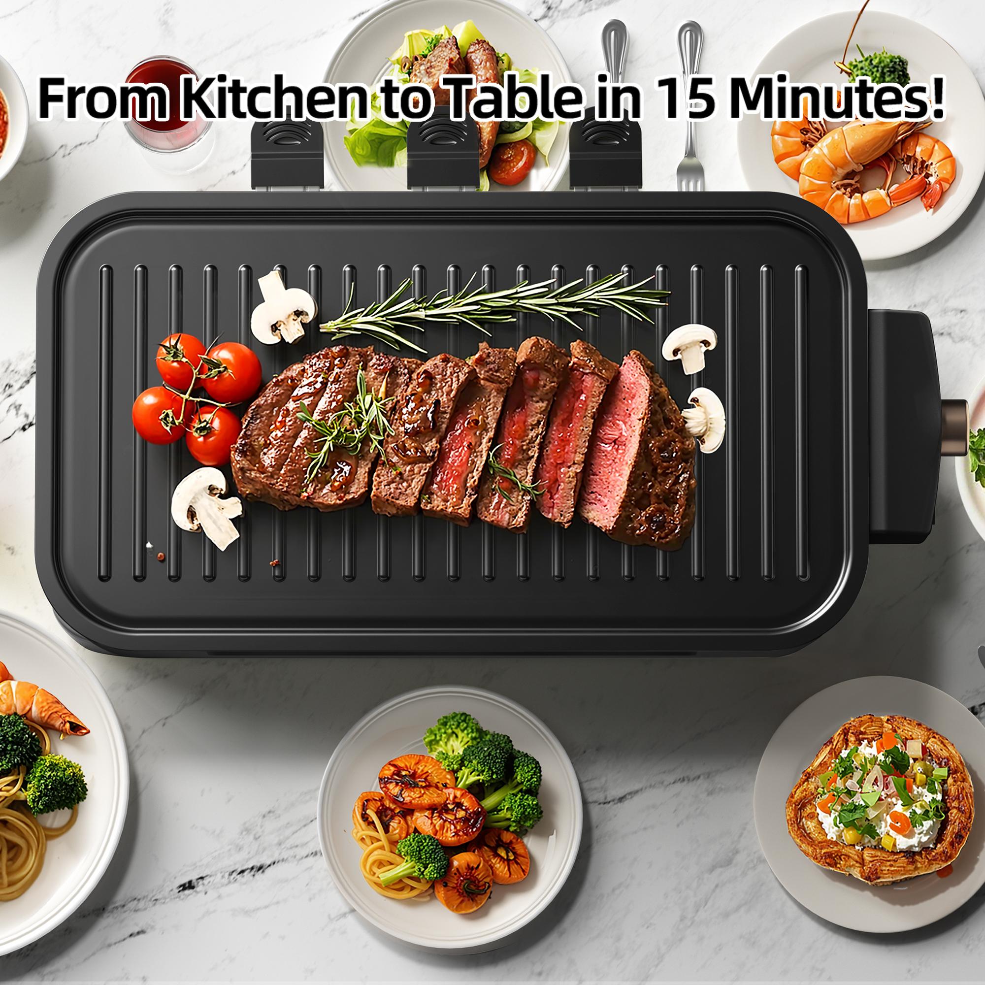 AORAN Indoor Smokeless Electric Korean BBQ Grill, Non-Stick Cooking Removable Plate,5 adjustable temperatures,Dishwasher Safe,1500W,Kitchen Appliances, Household TiktokShopBlackFriday AORAN Indoor Smokeless Electric Korean BBQ Grill, Non-Stick Cooking Removable Plate,5 adjustable temperatures,Dishwasher Safe,1500W,Kitchen Appliances, Household TiktokShopBlackFriday