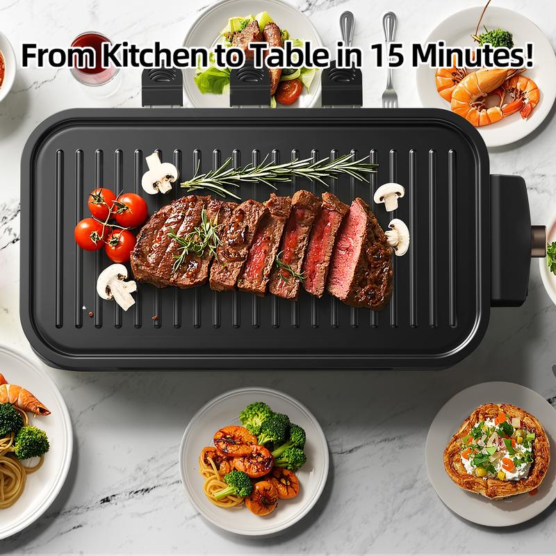AORAN Indoor Smokeless Electric Korean BBQ Grill, Non-Stick Cooking Removable Plate,5 adjustable temperatures,Dishwasher Safe,1500W,Kitchen Appliances, Household TiktokShopBlackFriday