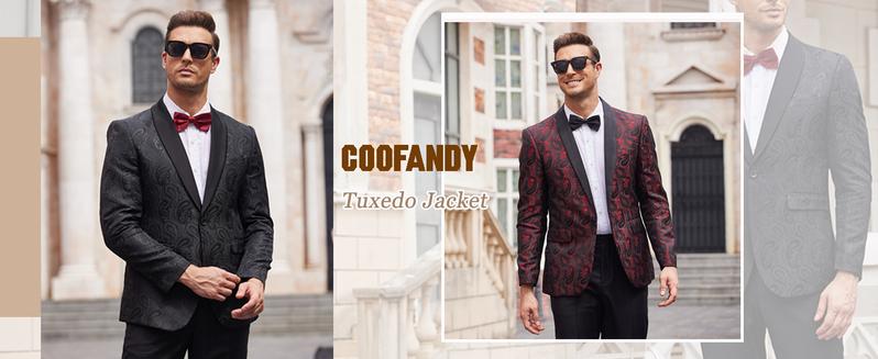 COOFANDY Men's Jacket Floral Tuxedo Jacket Paisley Shawl Lapel Suit Blazer Jacket for Dinner Prom Wedding Gift Ideas