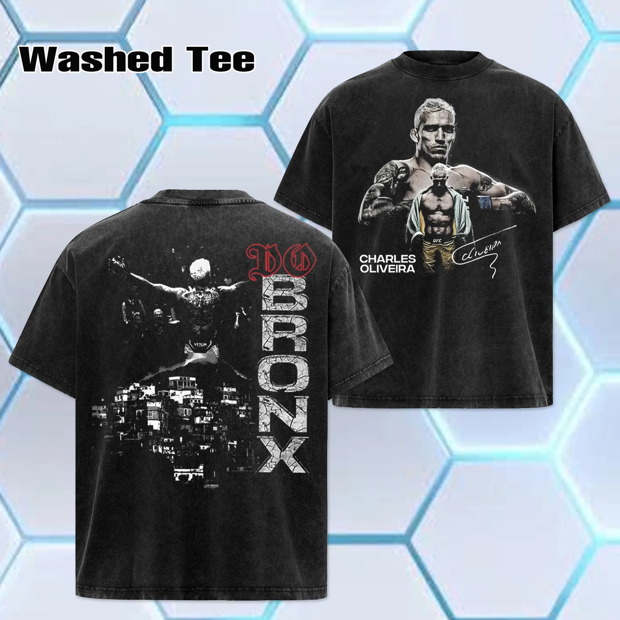 トップス UFC / WASHED HEAVY WEIGHT T-SHIRT UFC 2026 - Charles Oliveira “Do Bronx” World Champion , Oversize
