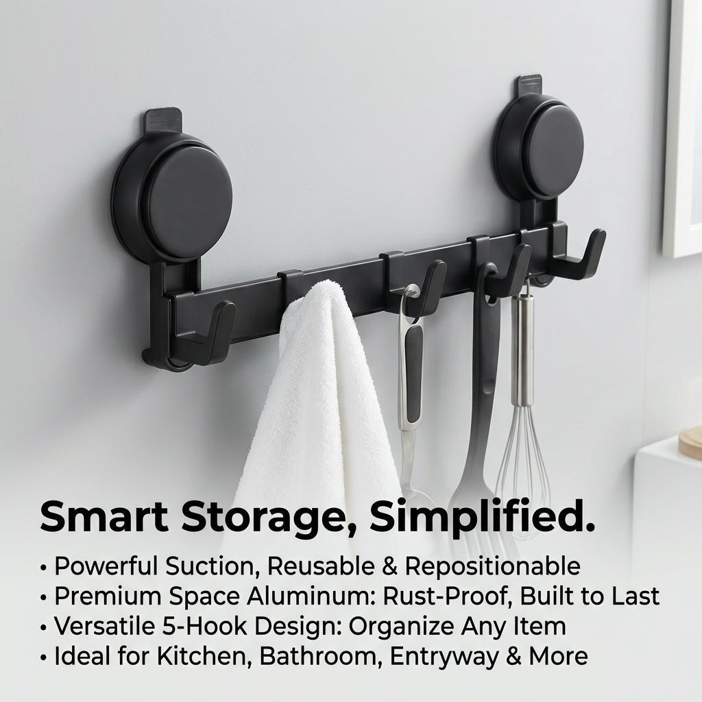 Over-the-Door Suction Cup Hook Rack – No-Drill & Removable, Heavy-Duty Load-Bearing | Bathroom & Entryway Coat Hanger Organizer Over-the-Door Suction Cup Hook Rack – No-Drill & Removable, Heavy-Duty Load-Bearing | Bathroom & Entryway Coat Hanger Organizer