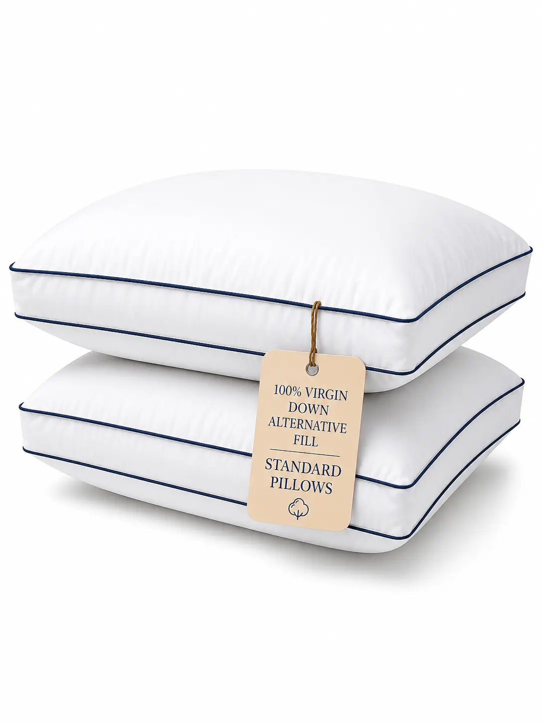 LANE LINEN 2-Pack Standard Sleeping Pillows - Hotel Luxury, Memory Foam, Poly Modal Cover, Gusseted Firm Contoured, Neck Care Support, Queen-Compatible Bedding, Bed Accessories, Cooling Bedding, Posture Fix, Helps Keep Neck Aligned, Memory Foam Cushioning