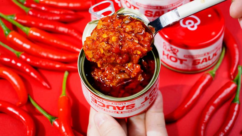 Good Luck Hot Sauce - Mushroom & Fresh Pepper Flavor | 6 Cans Box | 2.8 oz Each | Vegan Chili Dip | Mild Heat | Perfect for Tacos & Hummus Dips | Premium Ingredients | Mixed Flavors