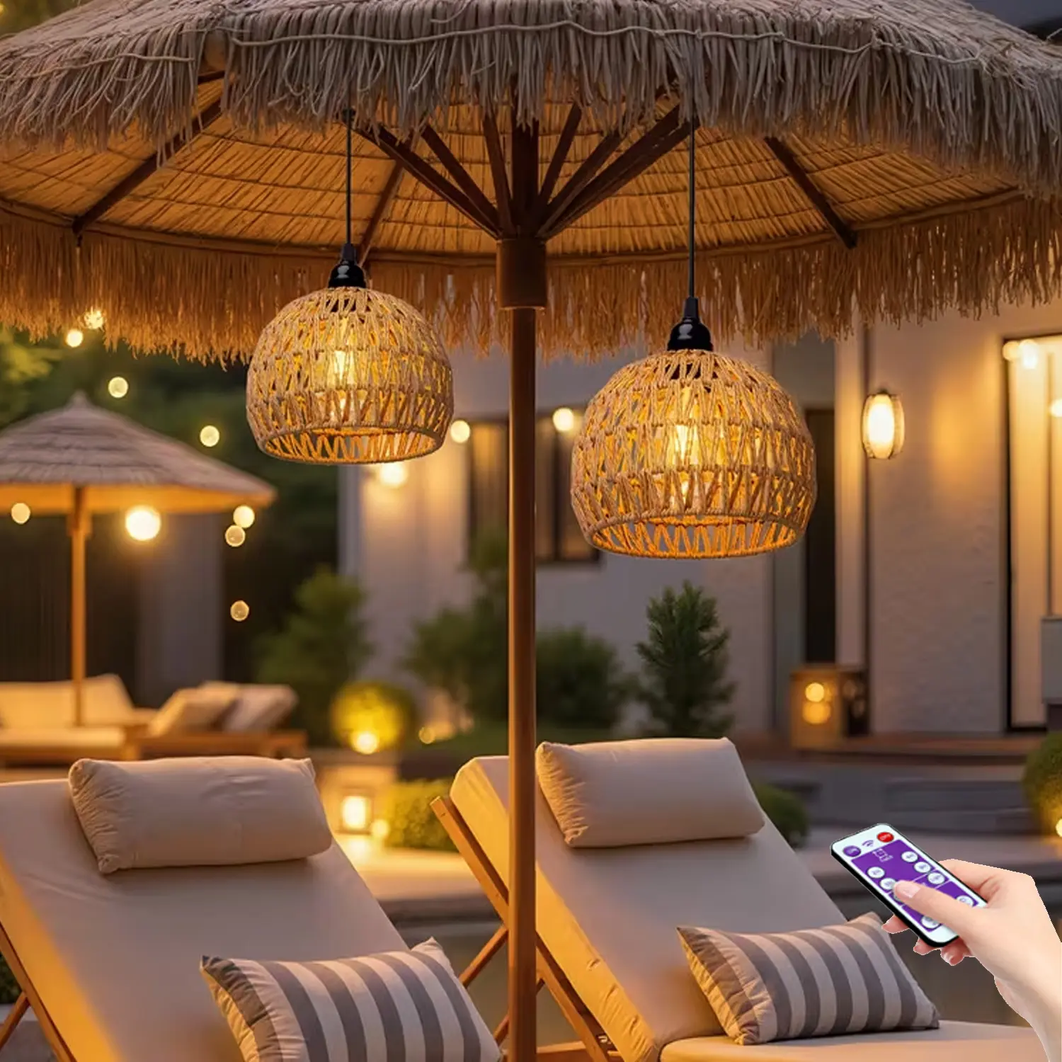 Rattan Boho Pendant Light, Vintage Light Fixtures Pendant Lights Kitchen Island Modern Chandelier Pendant Shade Light Fixture for Bedroom Hotel Dining Room Home Decor Lighting Farmhouse Lamp