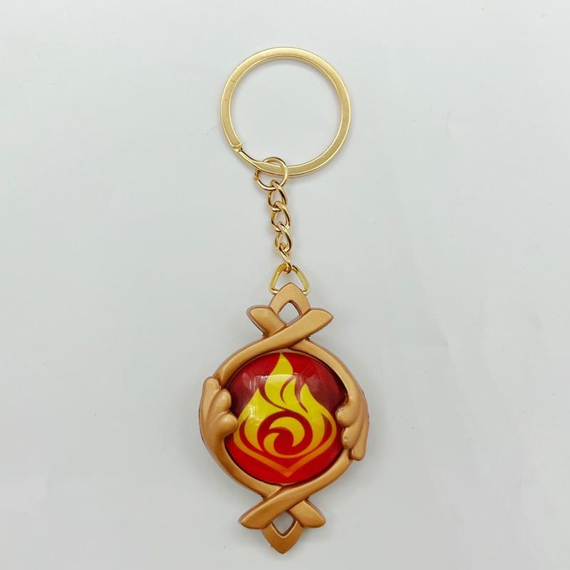 New Teyvat Vision Fontaine Water God Focalors Lyney and Lynette Keychain Luminous 7 Element Eye Of Original God Toy KeyRing
