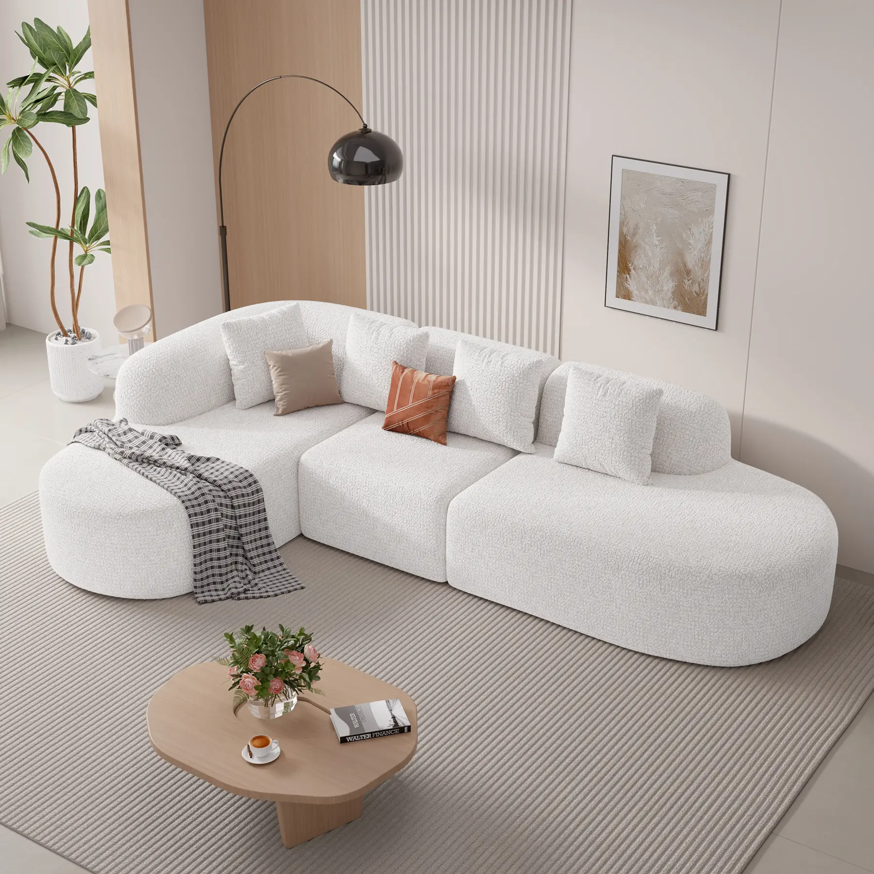 【2 Packages shipping】114 Inch Boneless Couches for Living Room,Modern Modular Sectional Sofa with Chaise,L-Shape Cloud Sectional Couch,No Assembly Required