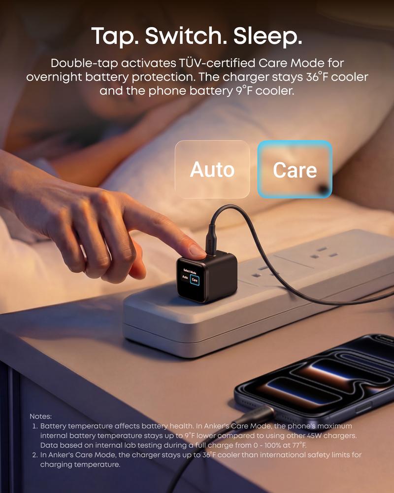 Anker Smart Display Charger, Anker Nano 45W Fast Charging USBC Charger with Smart Recognition, Built-In Care Mode, Compact with 180° Foldable Plug, for iPhone 17/16/15 Series, MacBook, Apple Watch Anker Smart Display Charger, Anker Nano 45W Fast Charging USBC Charger with Smart Recognition, Built-In Care Mode, Compact with 180° Foldable Plug, for iPhone 17/16/15 Series, MacBook, Apple Watch