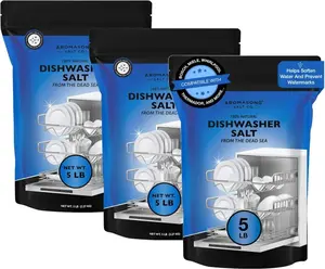 Aromasong Dishwasher Salt 15 LB - 100% Natural Water Softening Agent Compatible with Bosch Miele Whirlpool Thermador for Cleaner Dishes & Washer Reactivation US Packaging May Vary