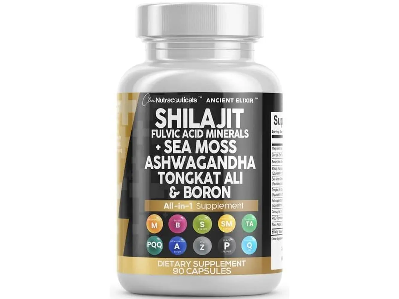 Clean Nutraceuticals Shilajit Fulvic Mineral Supplement with Sea Moss For Optimal Health & Wellness - Ancient Elixir