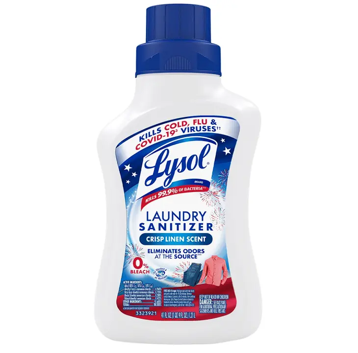Lysol Disinfectant Laundry Sanitizer & Scent Booster, Laundry Detergent Additive, Color Safe Bleach Alternative, Laundry Odor Eliminator, Kills Bacteria & Viruses, Crisp Linen Scent, 41 Fl Oz Liquid