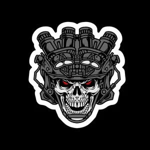 Tactical Skull with NVG Helmet Sticker, Combat Operator Art, Night Vision Warrior Vinyl Decal, Military Skull Aesthetic