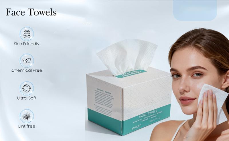 Extra Large Size Face Cleaning Towel (Single Use, Super Absorbent, Low Allergenicity and Soft) - Makeup Removal Towel, Caring for Your Skin, Giving You a Fresh and Luminous Look, Hygienic Towel, Suitable for All Skin Types Napkin