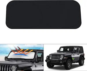 Canvcle Windshield Shade for 2018-2025 Jeep Wrangler JL & 2020-2024 Gladiator JT Foldable Sun Visor Protector Blocks 99% UV Rays Keeps Car Cool Double-Layer Design