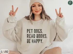 Book Sweatshirt, Book Lover Gift, Bookish Reading Crewneck, Book Club Shirt, Bookworm Apparel, Librarian Sweater, Books and Dogs Pullover