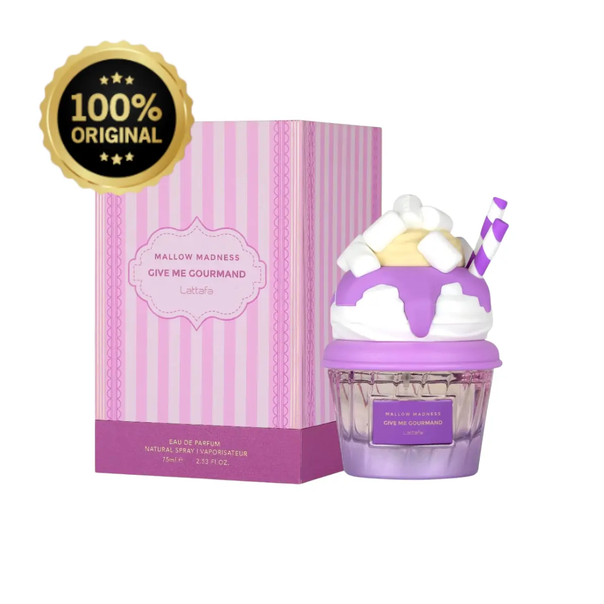 Lattafa Mallow Madness Eau de Parfum, Sweet Gourmand Scent with Marshmallow & Vanilla, Unisex Bottle Perfume, EDP Liquid Perfumes, 75ml (2 to 2.9 fl oz), Edp Fragranced Perfume, Captivating Fragrance