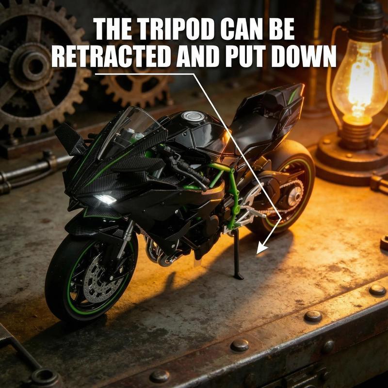 "1:12 Scale Diecast Motorcycle Model - Zinc Alloy Collectible Toy! Features Suspension, Free - Roller, Push - Back & Non - Rechargeable Button Battery. Black, Sleek Modern Design for Diecast Enthusiasts! "