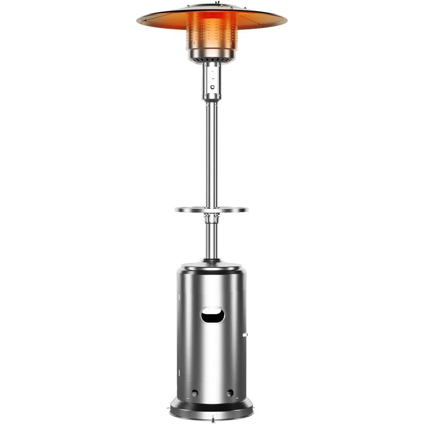 Gray 48,000 BTU Propane Fire Pit Tabletop - Round Outdoor Patio Heater with Double-Layer Stainless Steel Burner, Wheels, Resin-Glass Tabletop, 15 ft Heat Spread, Quick Setup for Backyard Birthdays, Friends and Family Gatherings