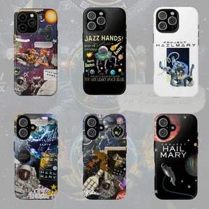 Project Hail Mary Phone Case – Sci-Fi Space Illustration Collage – Rocky & Astronaut Galaxy Art iPhone Case