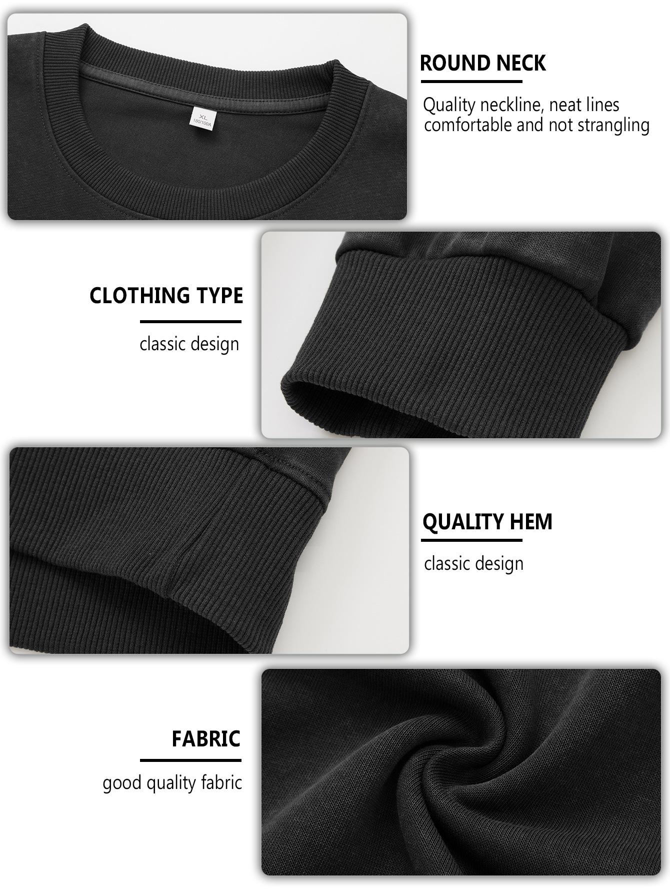 CCCMAI Men's Plain Drop Shoulder Essentials Sweatshirt Loose Fit Casual Long Sleeve Crewneck Pullover for Fall Winter Daily Wear Menswear Tops in Multiple Colors Motocross