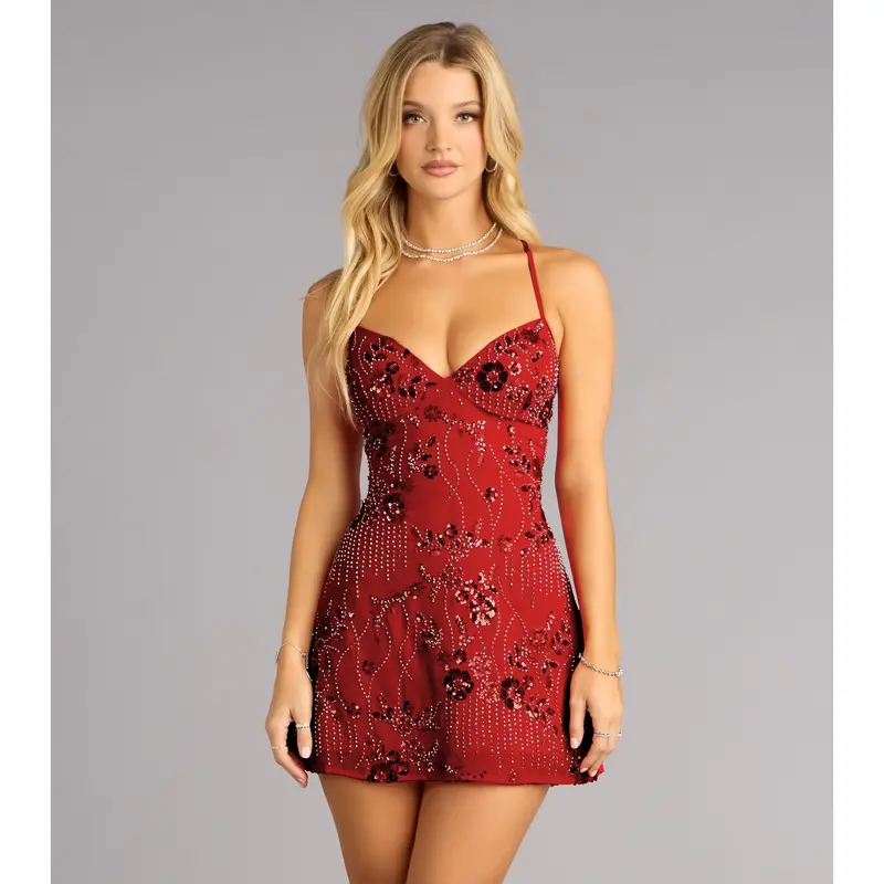 chinese dress ladies All Eyes on You Lace Trim Mini Dress main image 0