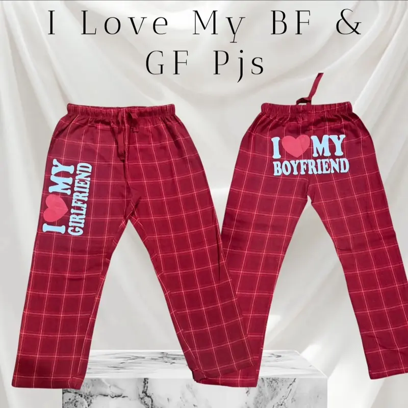 I Love My Boyfriend , I Love My Girlfriend Pjs , Flannel Pjs Pajama Pants Nightwear
