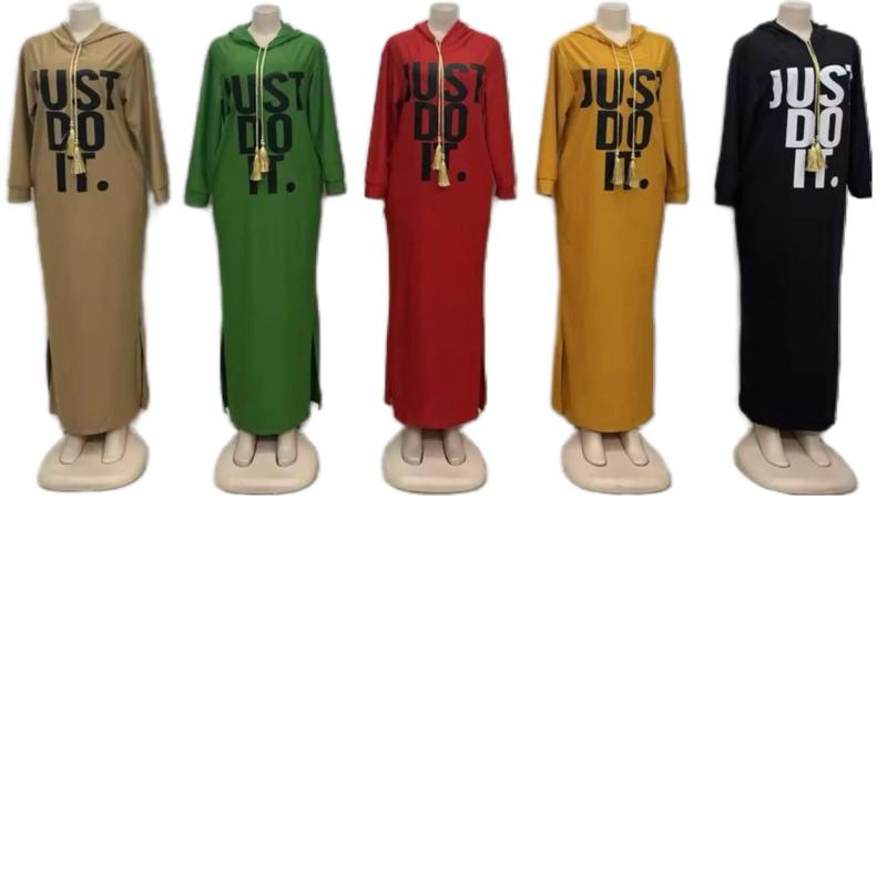 and import charges will be calculated at checkout New Wholesale Sports Autumn Long Sleeve Large Size Women's Printed Hoodie Dress