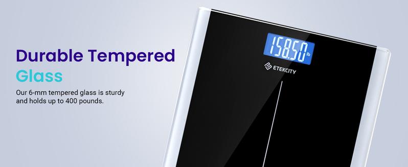 Etekcity Bathroom Scale for Body Weight, Highly Accurate, Large Size and Backlit LCD Display, Tempered Glass, 400 Pounds Healthcare Weight Scale holidayhaul Weighing Scale, EB9380H