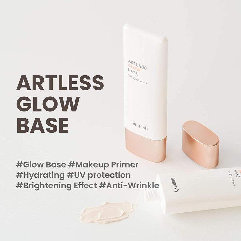 【2-Pack】【HEIMISH】 Artless Glow Base SPF 50+ PA++++ (1.4 Fl. Oz / 40ml) | Makeup Moisturizer, Sunscreen to Makeup Base | Cruelty-free, All-In-One Primer Pearl Springtok Cream