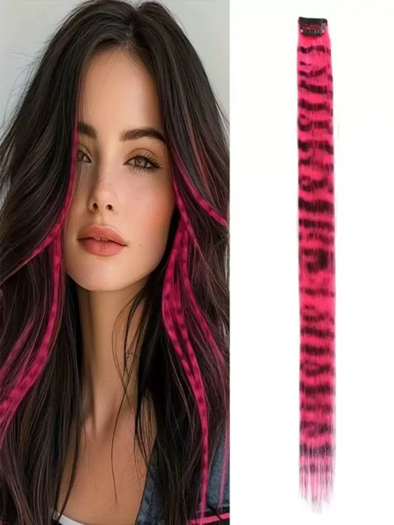 Leopard Print Hair Clip, Single Clip, Ear Hook, Invisible Seamless Hair Extension, Dyed Hair Extensions, Hidden Integration Design, Synthetic Hair