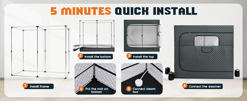 AMERLIFE 1-3 Person Steam Sauna for Home, Portable Sauna Tent with 3L 1500W Steamer, Extra Large Size 6.6’ x 3.3’ x 5.8’ Full Body Home Spa, Remote Control, Folding Chair, Grey