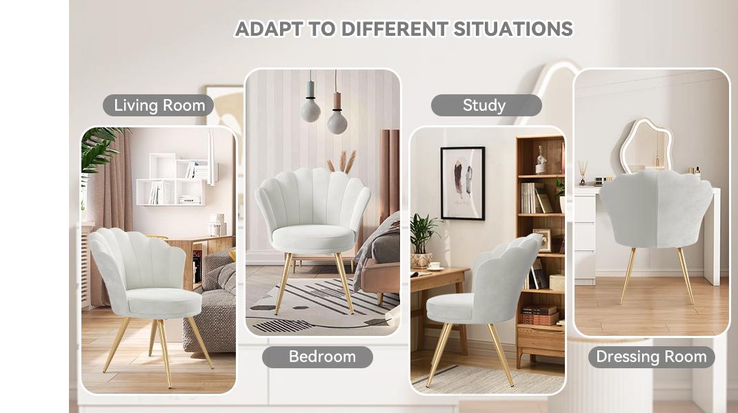 Velvet Accent Chair with Gold Metal Legs, Vanity Chair for Makeup Room, Upholstered Guest Chair for Living Room, Side Chair for Bedroom, Black