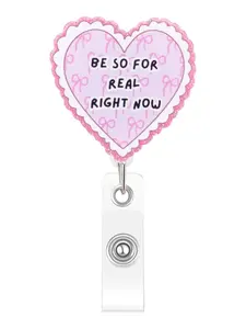 Heart Shaped Nurse Badge Reel Cute and Funny Pink Bow Badge Reel Nursing Be so for Real Right Now Pediatric Healthcare Retractable Badge Holder Nurse Gifts for Coworker Friends