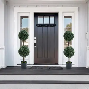35 Inch Artificial Topiary Trees Set of 2, Fake Topiary Boxwood Ball Tree, Faux Shrubs Plants Green Decor Indoor Porch,Garden