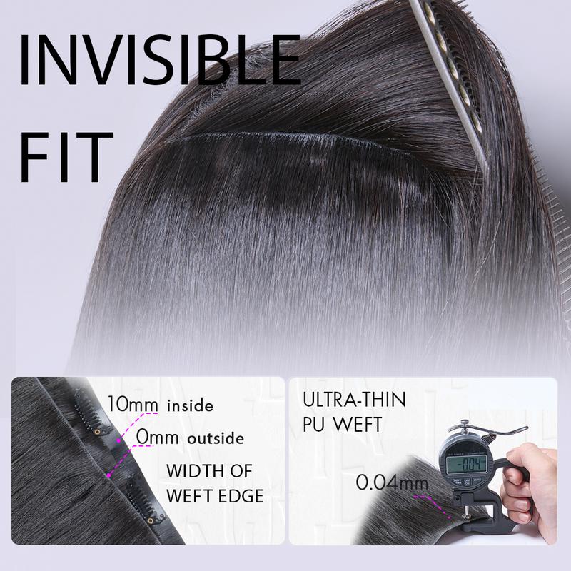 LUVME 100% Virgin Human Hair Extensions Seamless & Invisible Edge Straight, Body Wave, Kinky Curly, Yaki Straight, Messy Burmese Curl Clip-In